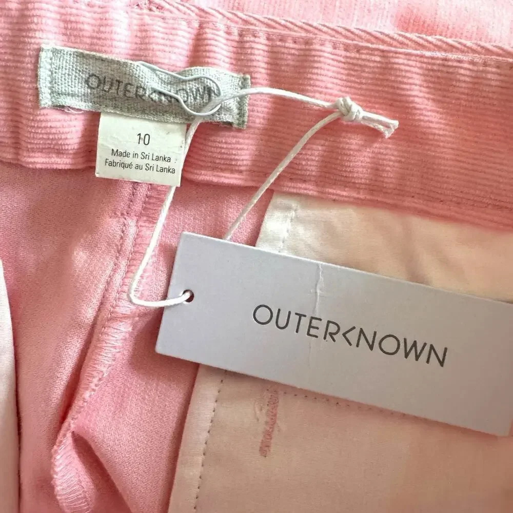 NWT Outerknown Avery Cotton High Waisted Corduroy Bootcut Pants Pink Women's 10